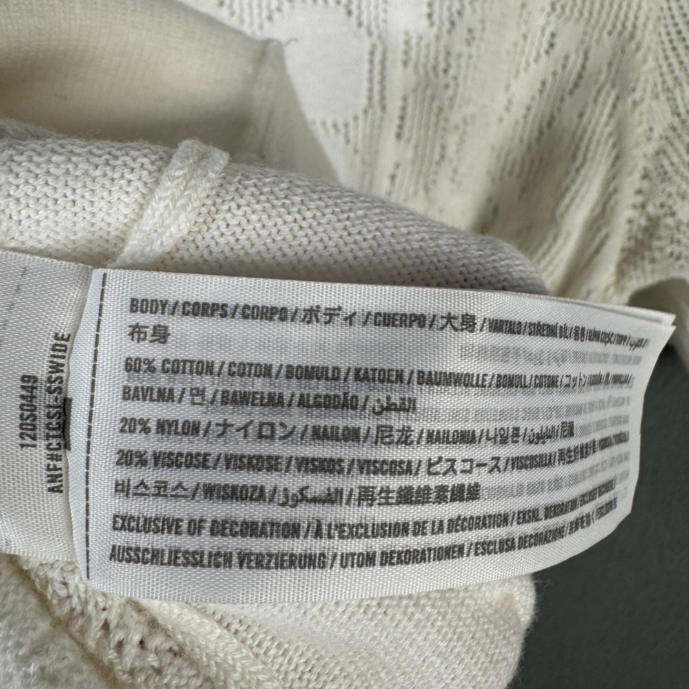 Abercrombie & Fitch XL Pointelle Button-Through Polo Sweater Shirt Cream Knit - Picture 6 of 8